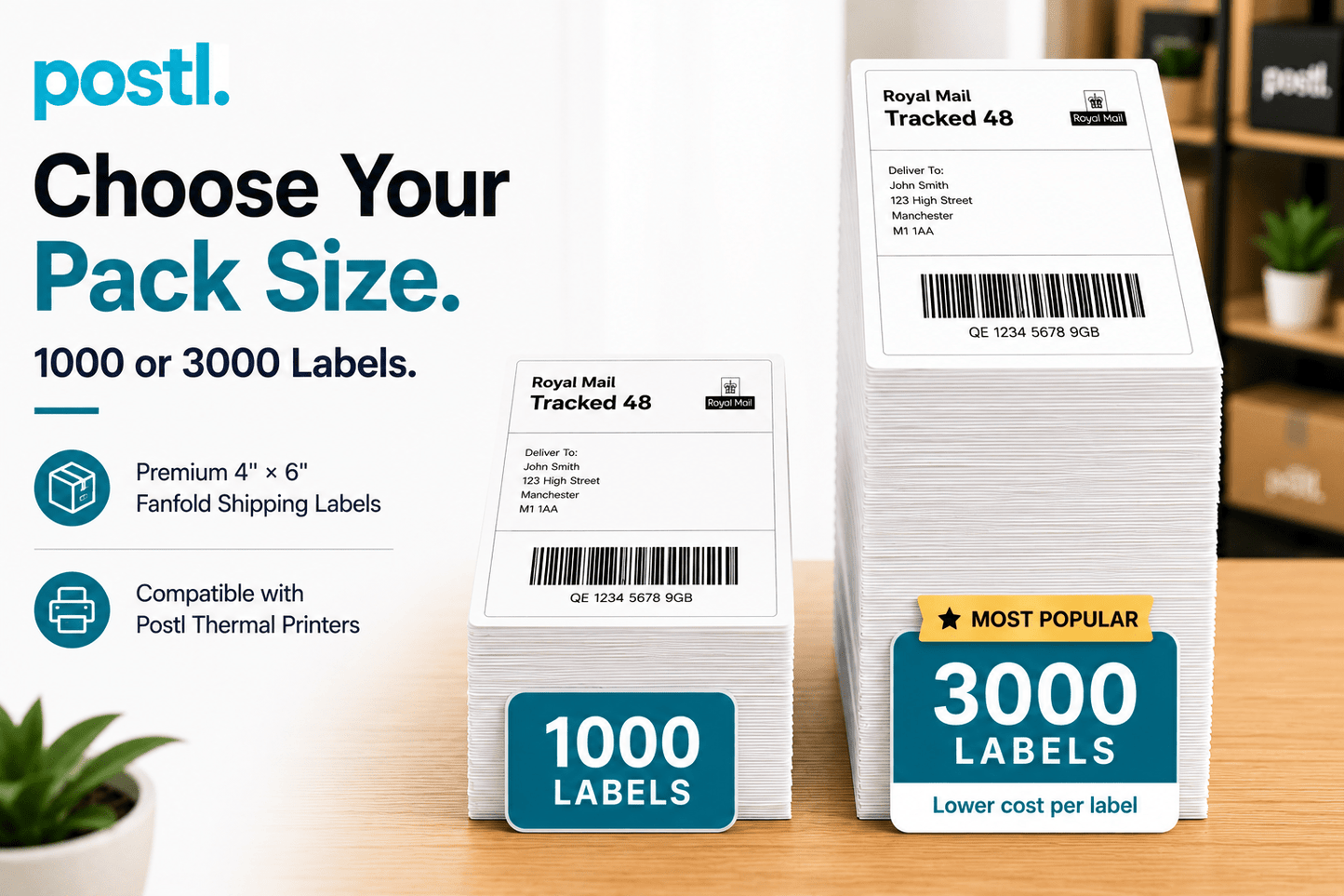 Fanfold Shipping Labels | 100mm × 150mm (4” × 6”) - Postl