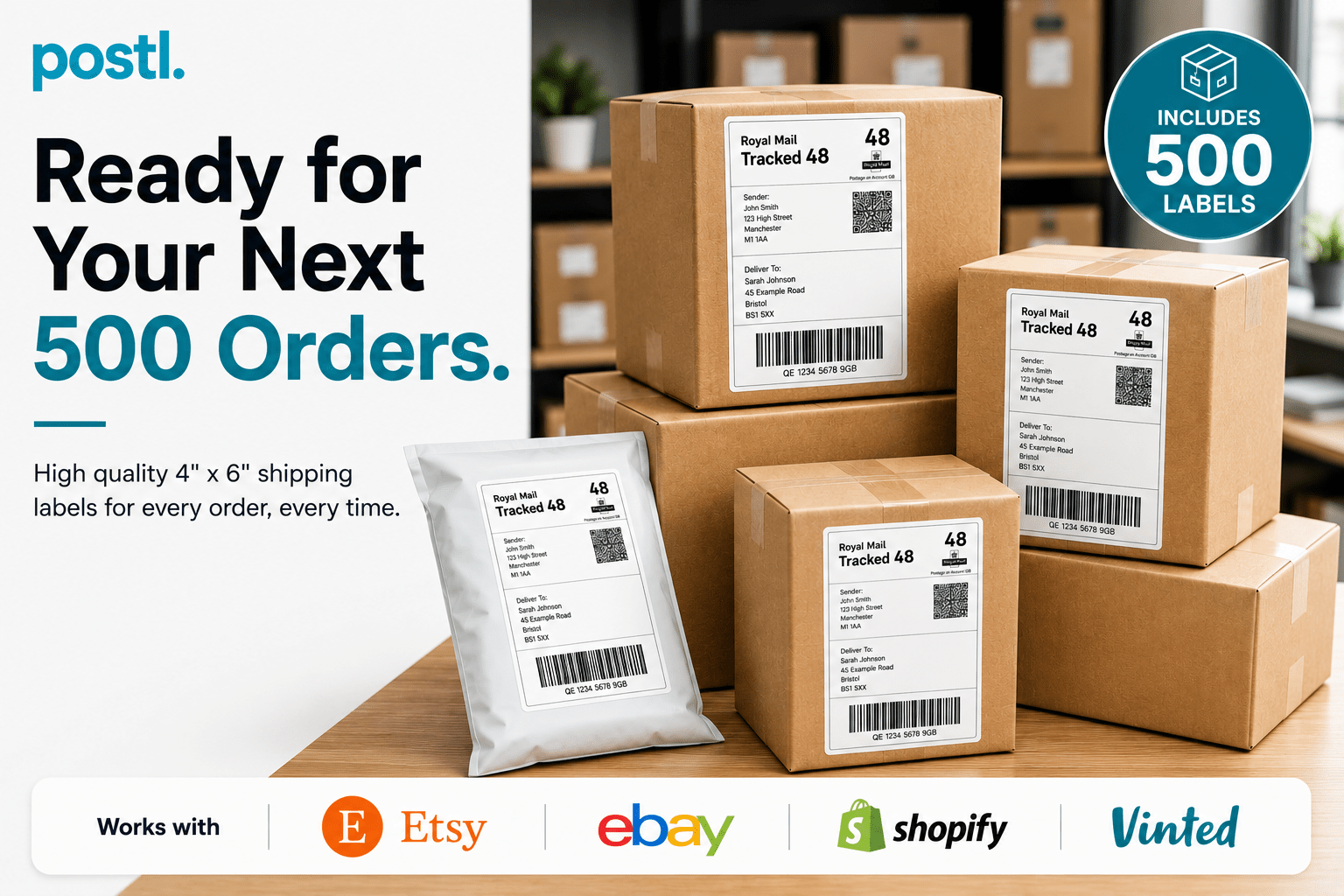Fanfold Shipping Labels | 100mm × 150mm (4” × 6”) - Postl
